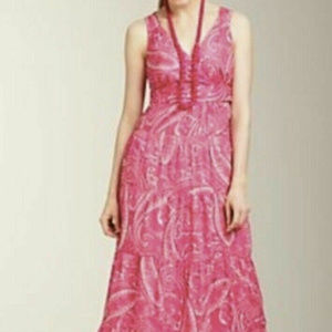 Talbots pink Maxi Dress paisley 8 Long Summer
